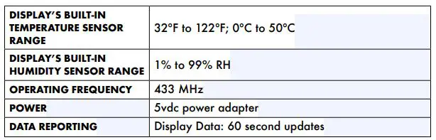 ACURITE High Resolution Weather Station Display - Specifications