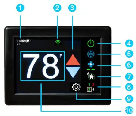 micro-Air ASY-354-X02 EasyTouch RV 354 Touchscreen Thermostat User Manual - Main screen