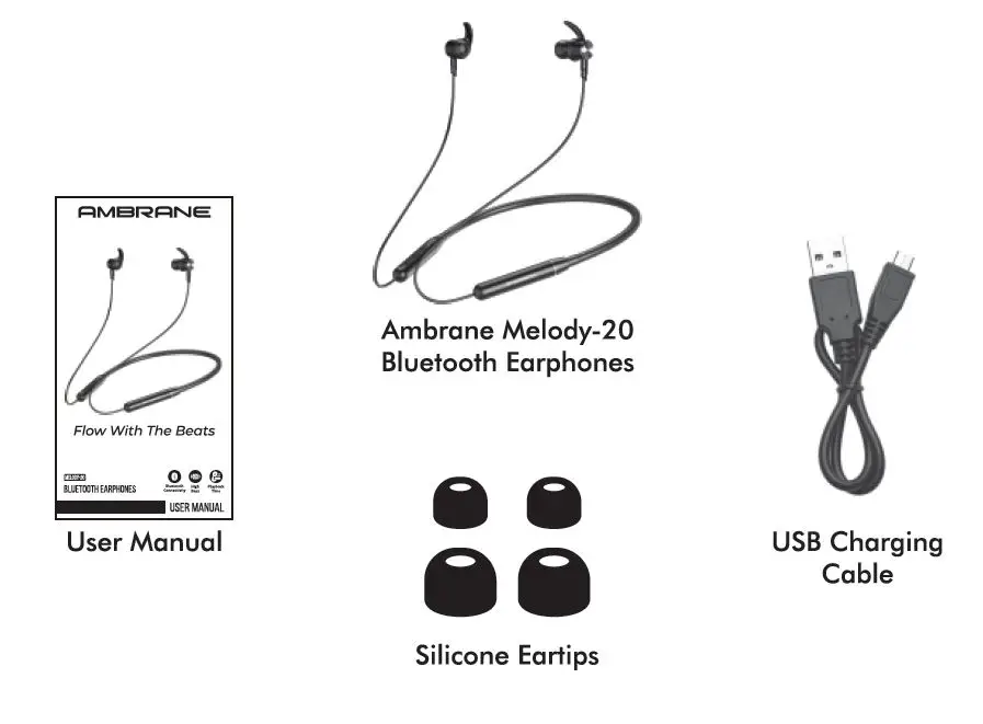 AMBRANE Melody-20 Wireless Bluetooth Earphones fig 1