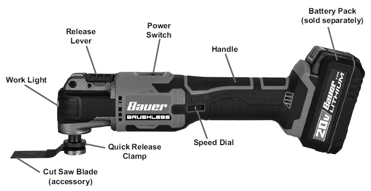 BAUER-58379-20V-Brushless-Cordless-Variable-Speed-Oscillating Multi-Tool - fig 3