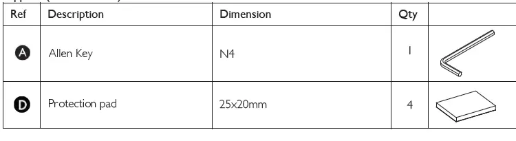 Fixtures and fittings supplied