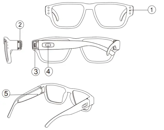 LawMate PV-EG10CL 720p Eye Glasses DVR - Name and Parts