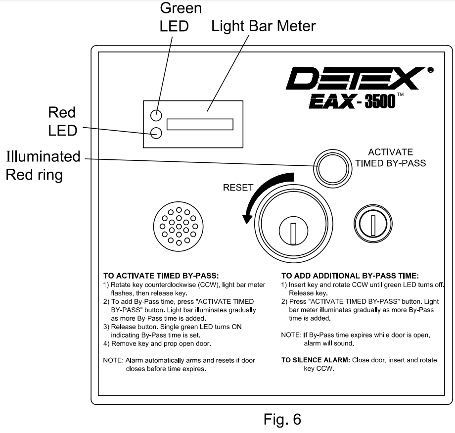 DETEX EAX 3500SK Timed Bypass Exit Alarm with Rechargeable Battery Surface Kit - 13
