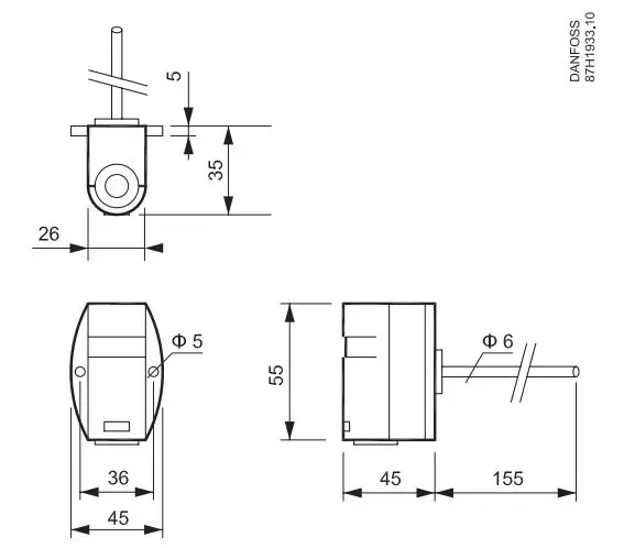 Danfoss ESMD Temperature Sensor - Dimensions