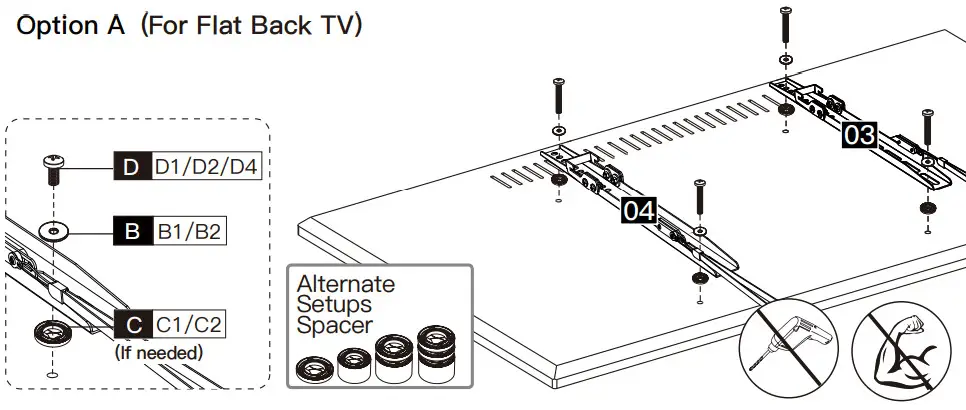 INNOVATE EI6171 TV WAll Mount -Option A (For Flat Back TV)