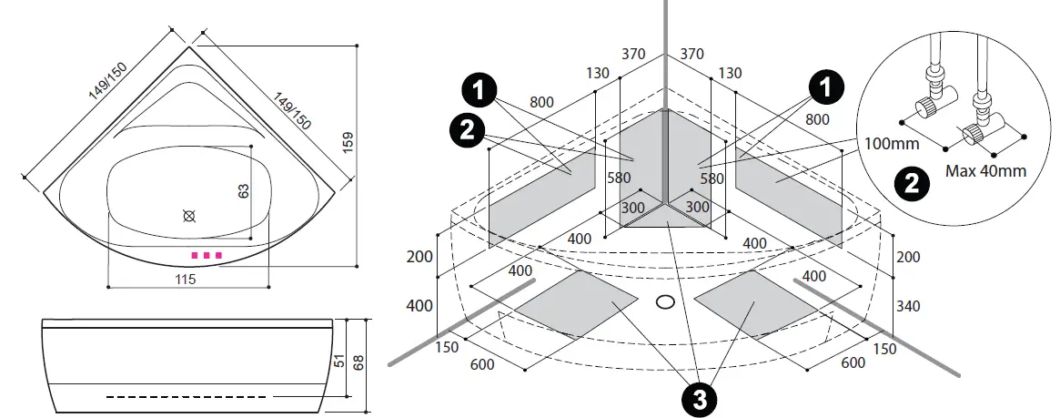 SWEBAD VISBY 140 Corner Bathtub 04