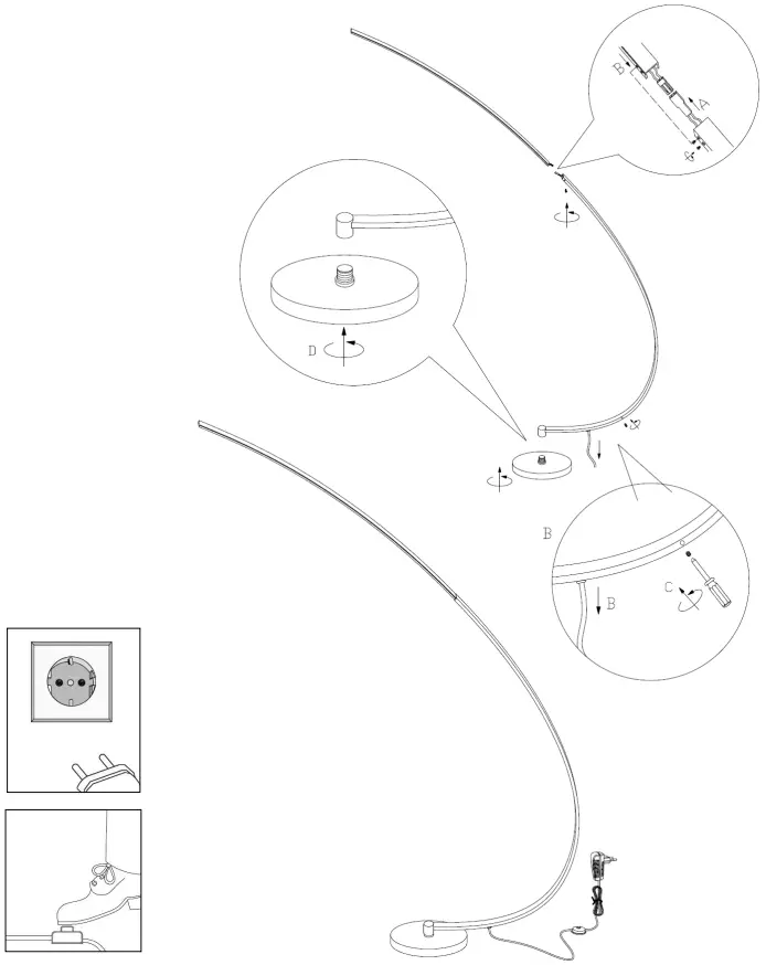 naeve 2048342 Loop Line LED Dimmable Floor Lamp - Fig 1