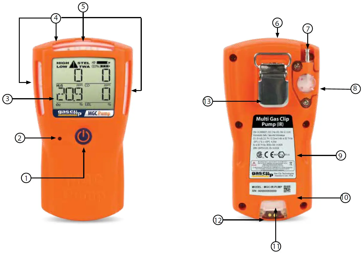 gas clip technologies MGC-IR-PUMP Multi Gas Clip Pump Infrared Portable Gas Detector 1