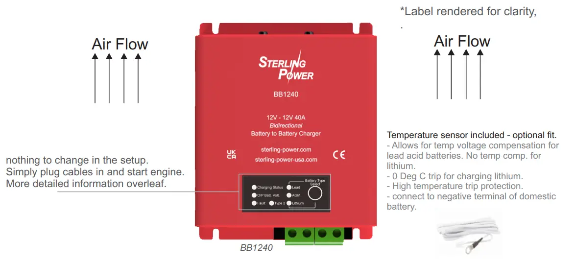 STERLING POWER BB1240 12V to 12V Battery to Battery Charger 40A Input