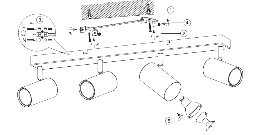 GLOBO LIGHTING 57911-4G NAMUS ceiling spotlight black-2
