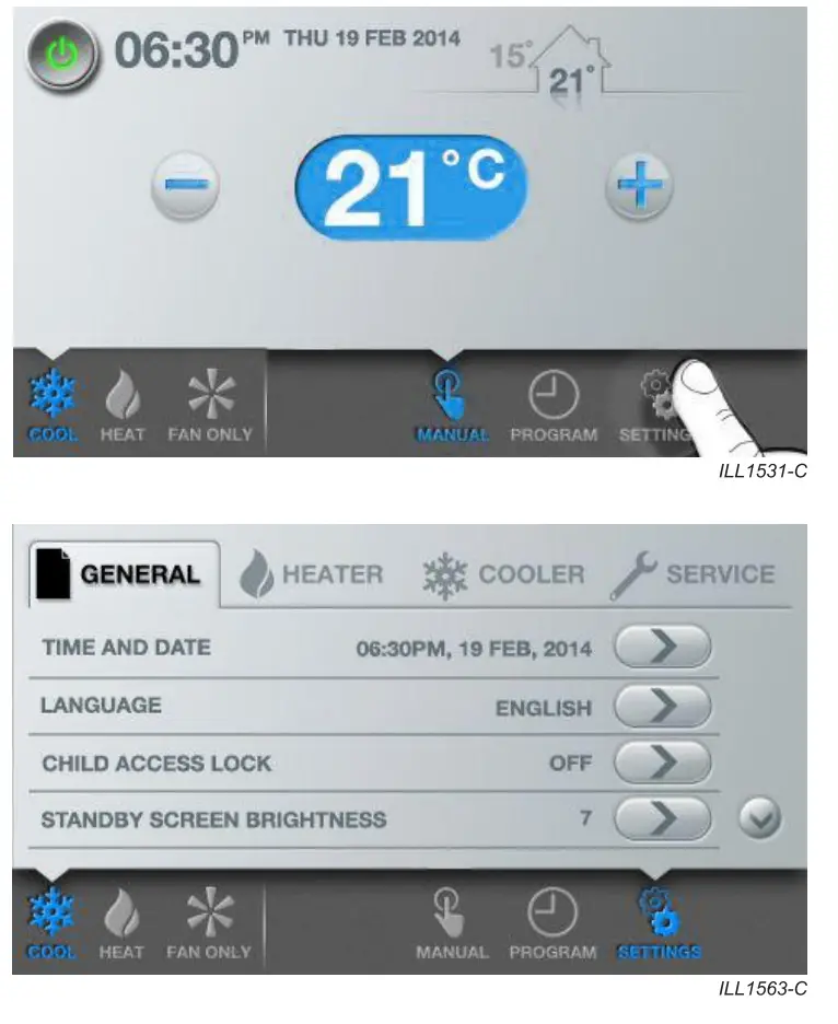 CW-6S Indirect Evaporative Cooler Setup Interface