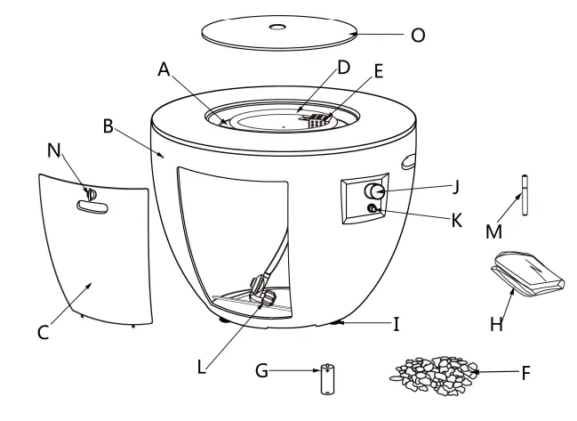 HAMPTON BAY FP21525 Round Concrete Finish Fire Table - fig 1