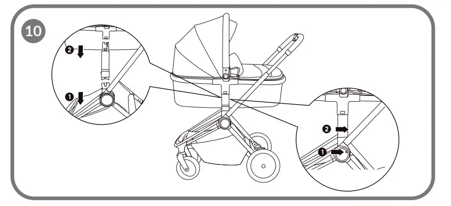 How to install and detach the carrycot