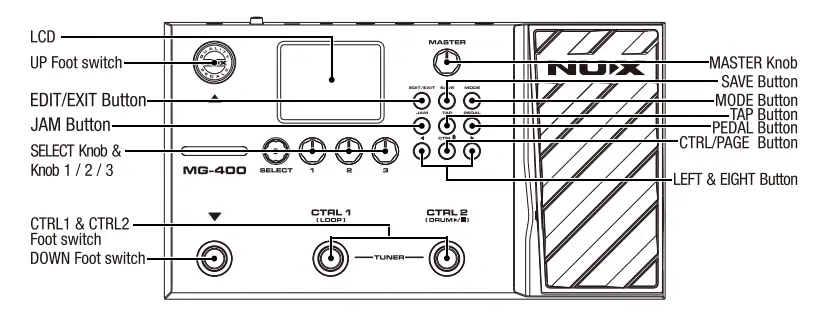 nux mg 400 multi effects pedal-fig1