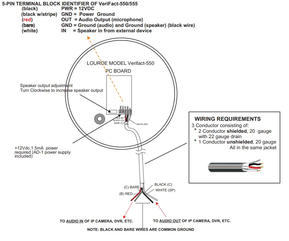 LOUROE ELECTRONICS VeriFact 550 Ceiling Mount Speakerphone - DIAGRAM