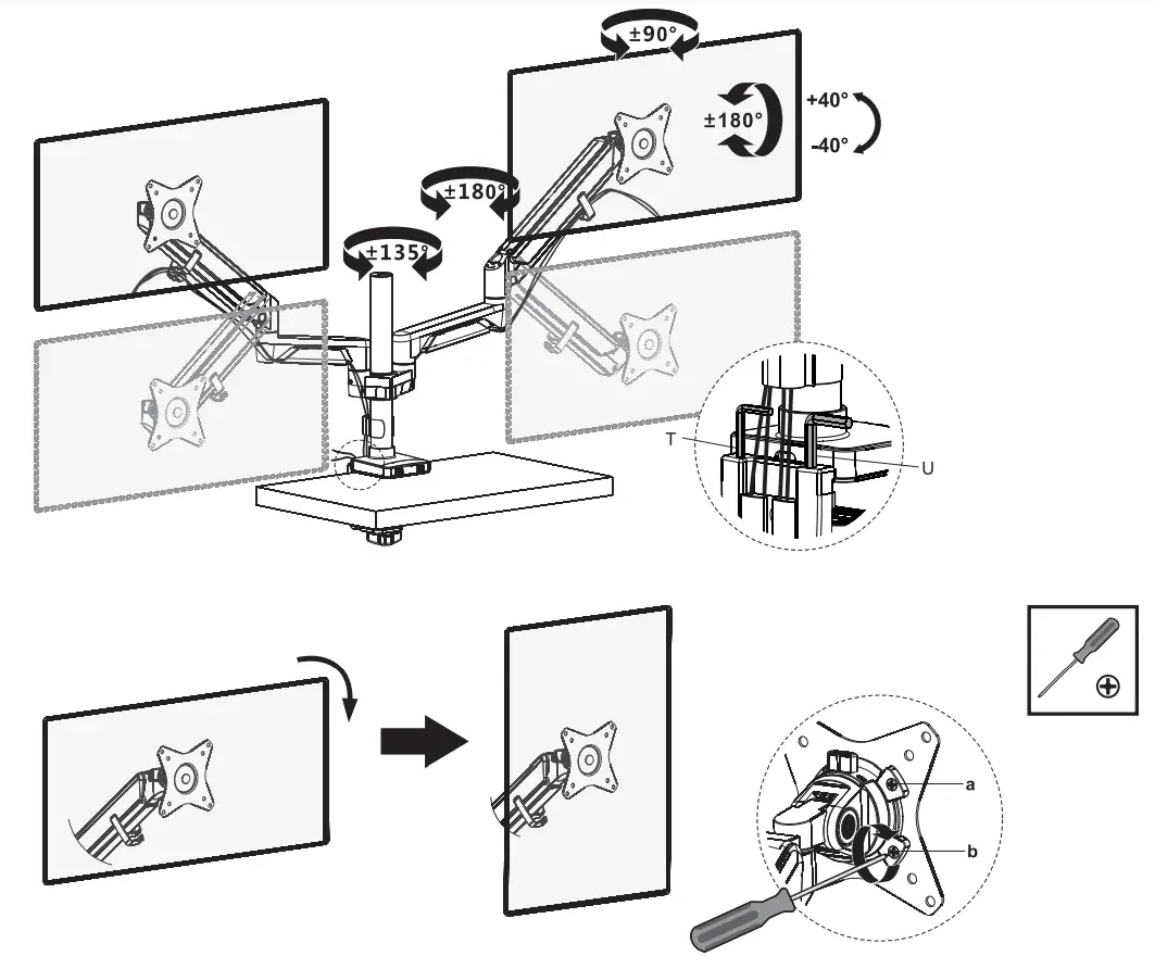AlzaErgo APW EGARDPU125 Double Monitor Arm with USB Hub D125 - fig8
