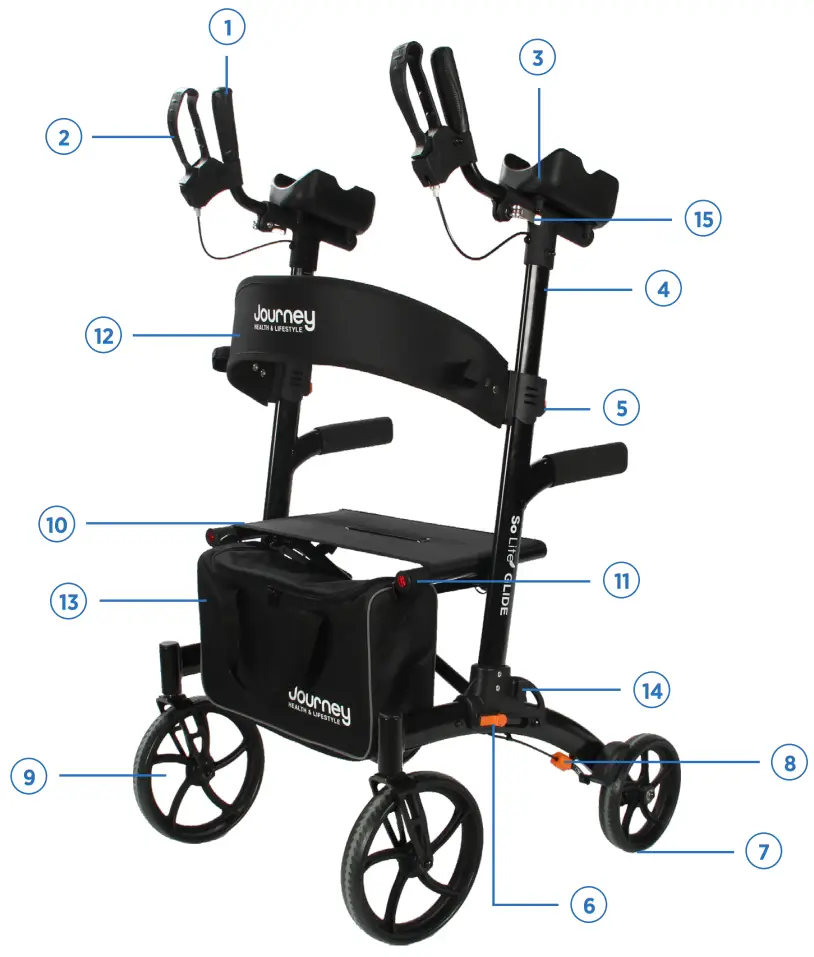 journey HEALTH LIFESTYLE So Lite GLIDE Upright Folding Rollator Walker - PRODUCT