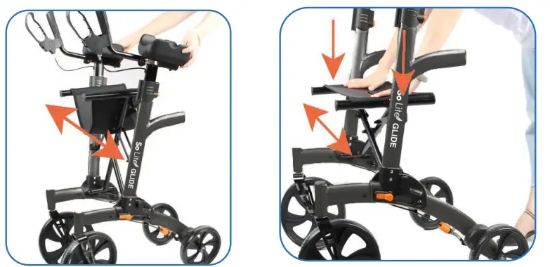 journey HEALTH LIFESTYLE So Lite GLIDE Upright Folding Rollator Walker - walker frame