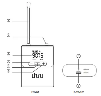 Uhuru WM-720 Compact Wireless Microphone-Transmitter