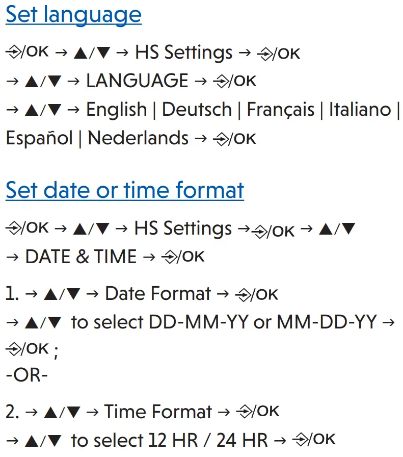 vtech CS2000 Cordless Analogue Phones User Guide - Settings