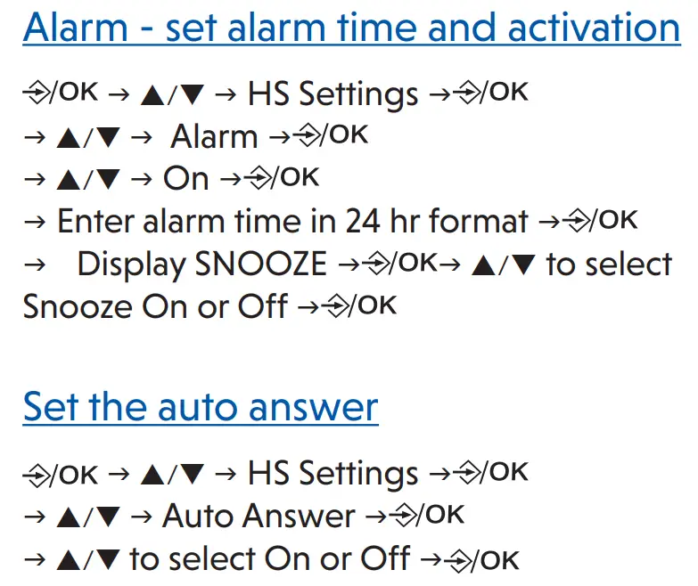 vtech CS2000 Cordless Analogue Phones User Guide - Settings