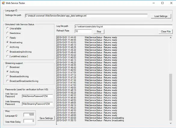 SHURE SW6000 ESI Web Service Simulator - Testing the Web Interface 5