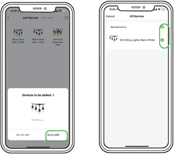 XMCOSY YJ SW15A Smart Warm White String Lights - Add Device Auto Mode