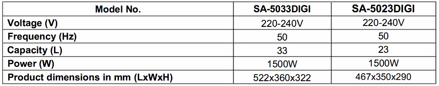 GLEN -SA -5023 -Digital -Oven -Toaster -Griller -9