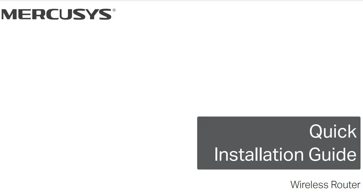 MERCUSYS Wireless Router Installation Guide