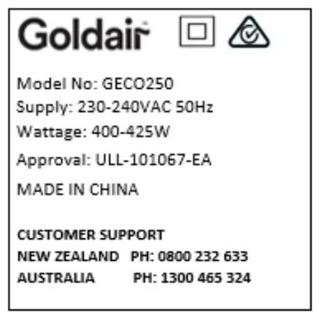 Goldair GECO250 Fibre Panel Heater -Icon