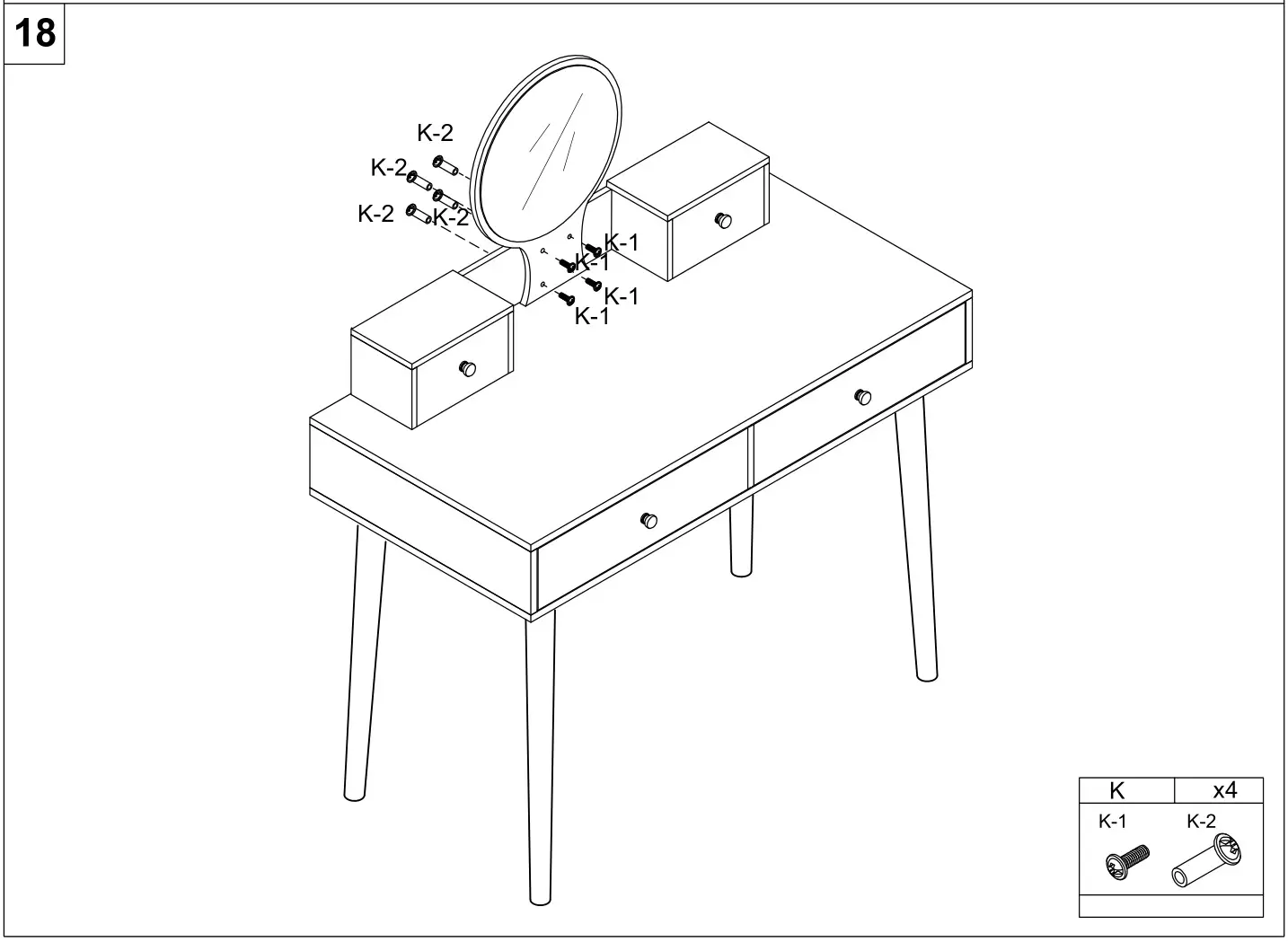 HOMEDEPOT G52000776 4-Drawer Brown and Black Makeup Vanity Set with Lighted Mirror - Figure 18