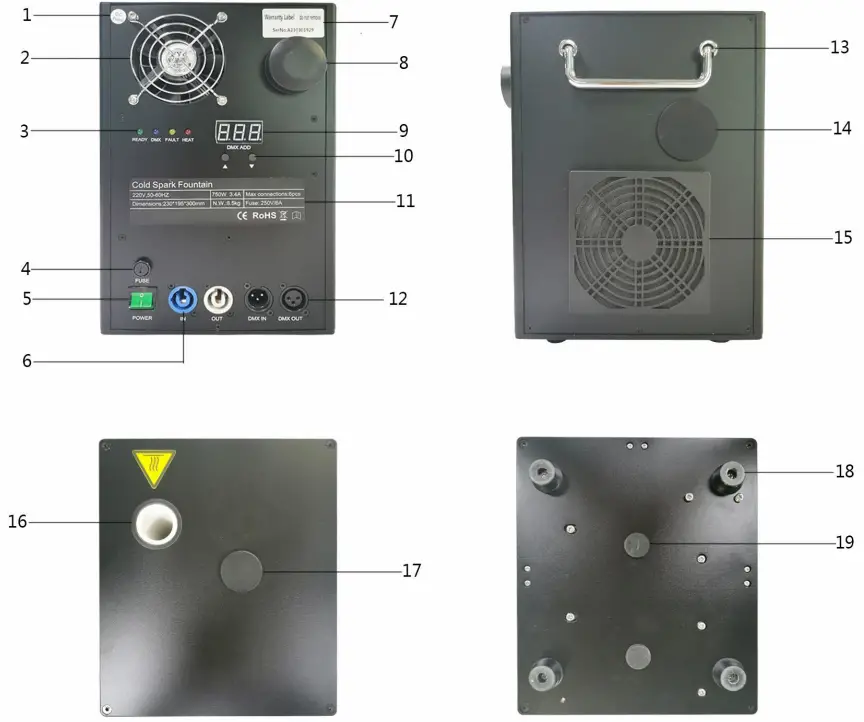 MOKA SFX Mk e11 Ground 750W Cold Spark Machines - Ground Big