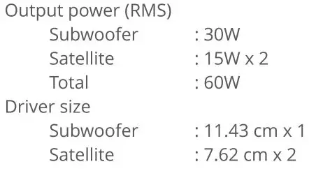 ZEBRONICS Zeb-Basso 100 5.1 Speakers User Manual - Specifications