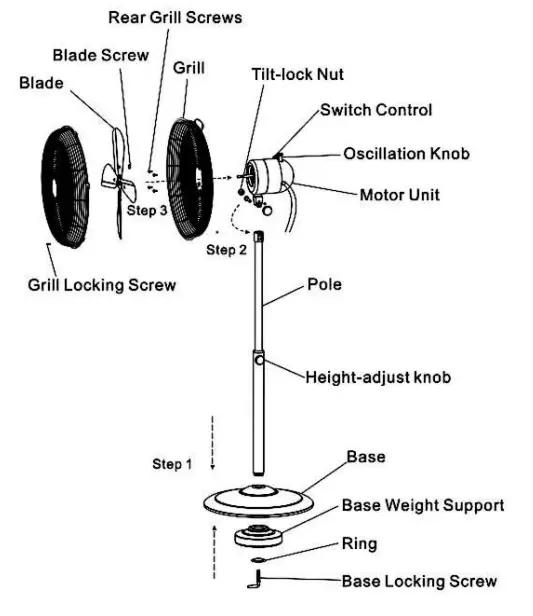 Goldair GCPF200 40cm Chrome Pedestal Fan - fig