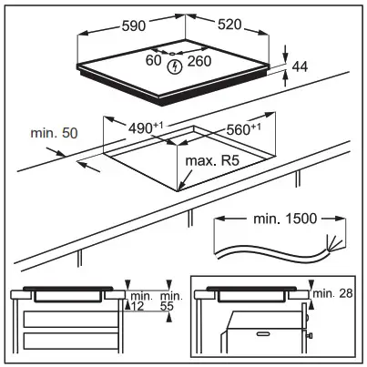 Electrolux Y63IV443 600 Bridge 60 cm Induction Hob - Assembly 2