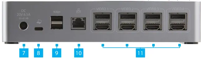 StarTech DK31C4DPPD USB Quad-4K Docking Station-Rear View