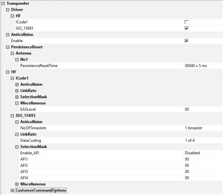 operating parameters
