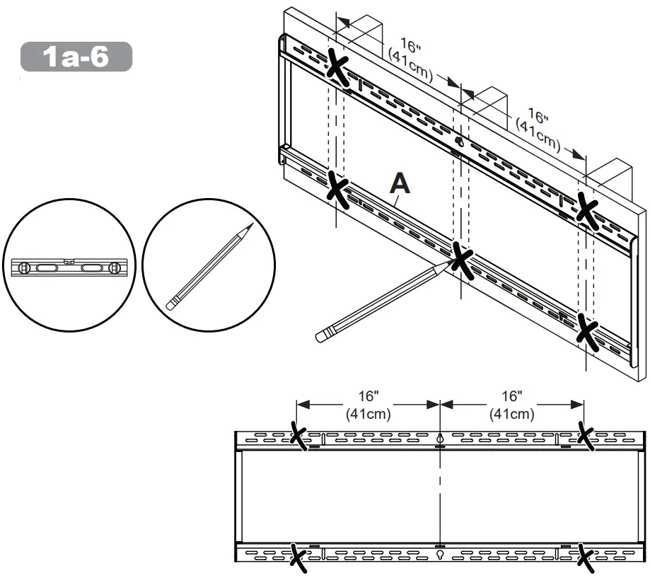 peerless AV SF680P HUB2 Flat TV Wall Mount - Mark mounting holes