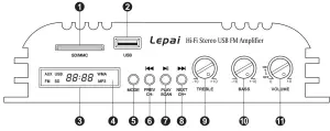 Lepai LP-269FS HiFi Bluetooth Car Power Amplifier - Panel