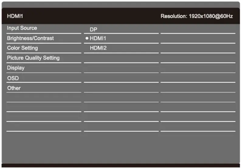 kogan KAMN27FG6TA 27 Inch Full Hd 165hz Freesync Gaming Monitor User Guide - OSD menu