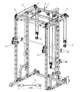 FRENCH FITNESS FSR10 Multi Cable Functional Smith Rack Machine - 10