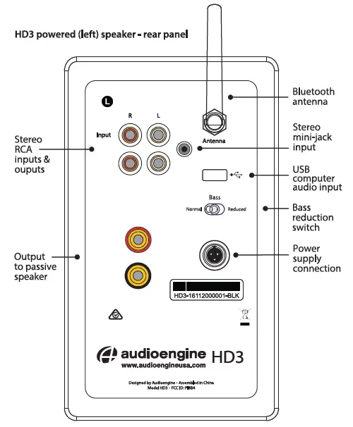HD3 powered (left) speaker