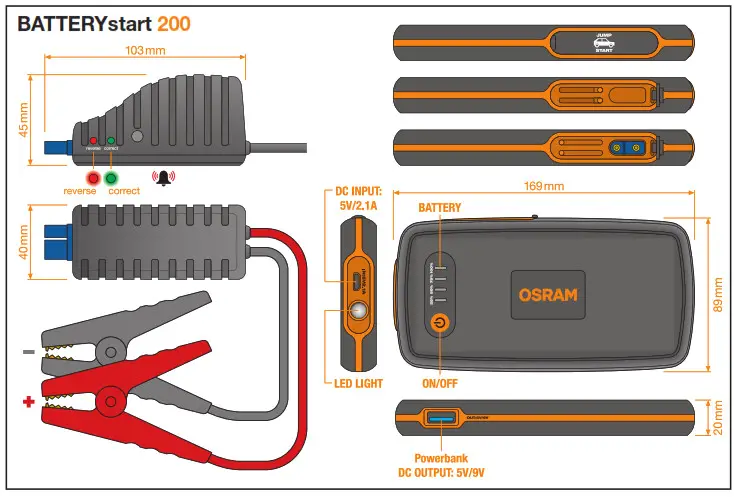 OSRAM OBSL200 Lithium Jump Starter with Powerbank - 1