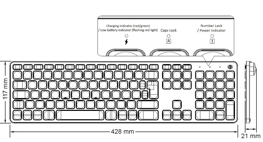 perixx PB-718 PERIBOARD-718 Wireless Keyboard FIG-1