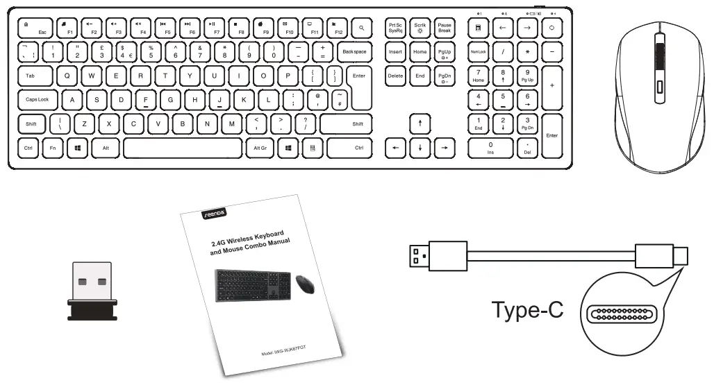 seenDa IWG WJK67FGT 24G Wireless Keyboard and Mouse Combo - fig