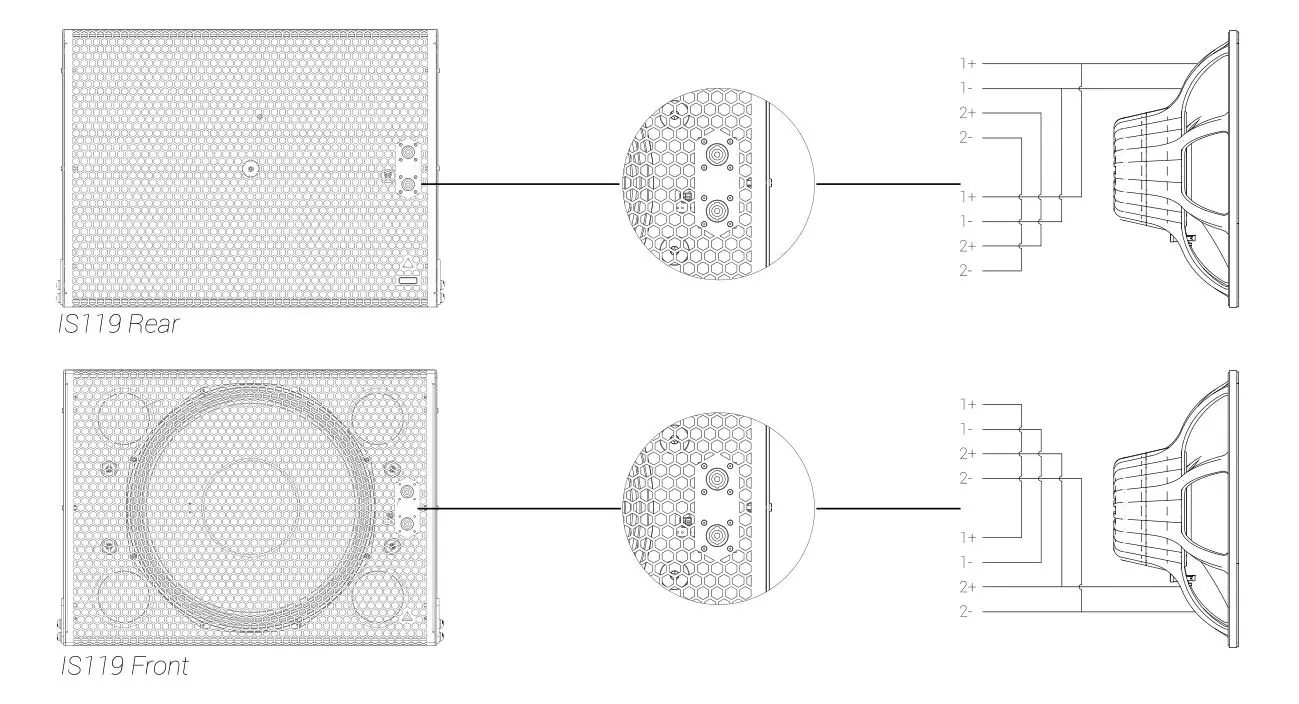 ADAMSON IS-Series IS119 Sub-Compact Subwoofer - Wiring
