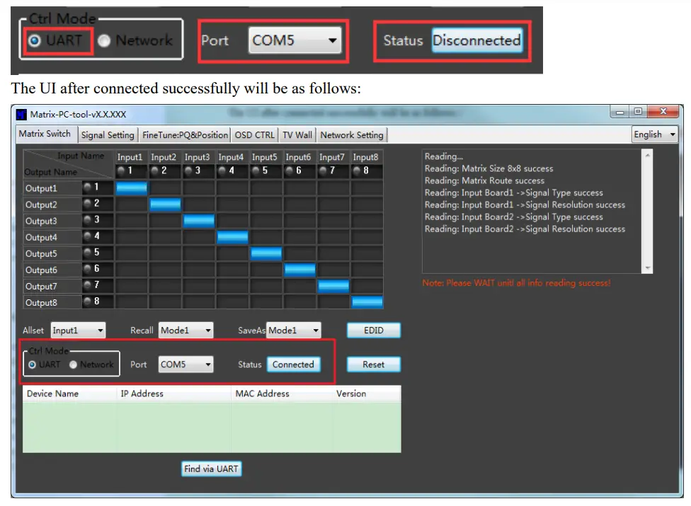 C4i MXB88H 8x8 Seamless UHD Matrix - 4.3.1 UART Control