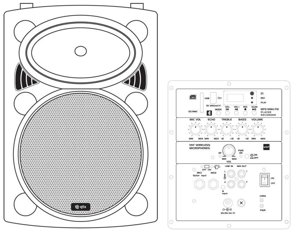 qtx QR8PABT Portable PA with Bluetooth