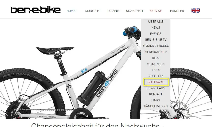 ben-e-bike TWENTY E-POWER - Download of the software MControl