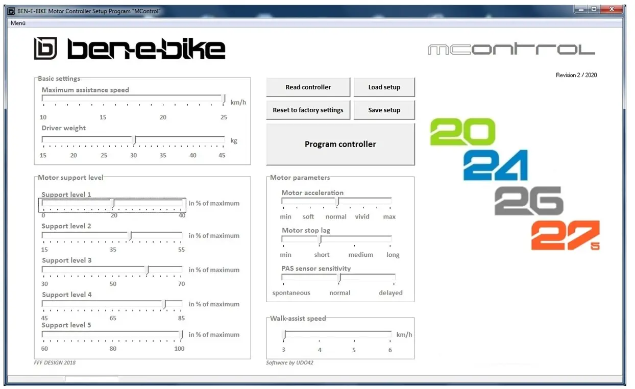 ben-e-bike TWENTY E-POWER - The HMI of the MControl software